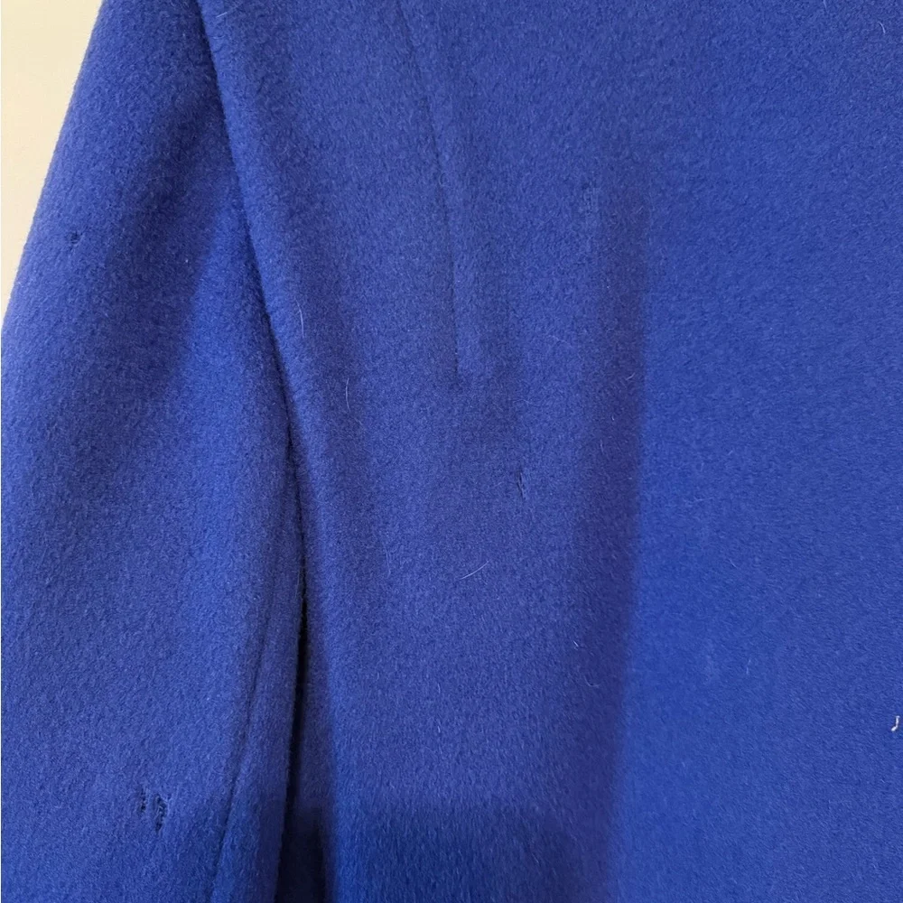 John Weitz Vintage Vibes 60s Inspired Sapphire Blue Wool Women's Pea Coat - Picture 14 of 16